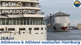 AIDAnova und AIDAsol auslaufen Hamburg [upl. by Dnaleel]