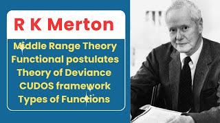 Robert Merton  Middle Range Theory  Functional postulates  Theory of Deviance  CUDOS framework [upl. by Ronoel]