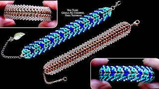 Herringbone Bracelets Super SuperDuo amp Seed Beads Bracelet DIY Beading Beginners Tutorial [upl. by Eicart]