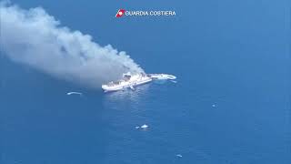 Video of fire aboard Italy RoPAX off the coast of Greece [upl. by Chabot484]