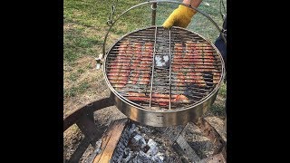 The EZ Over Grill Featuring Bacon  Hasslefree tripod grilling [upl. by Eugenia107]