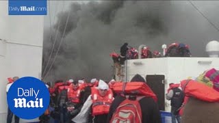 Dramatic footage shows fire aboard doomed Norman Atlantic  Daily Mail [upl. by Ninnetta]