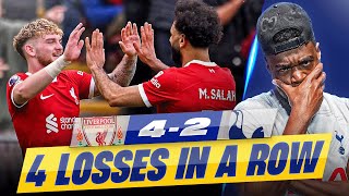 4 LOSSES IN A ROW THIS IS BEYOND EMBARRASSING 🤬 LIVERPOOL VS TOTTENHAM 42 EXPRESSIONS REACTS [upl. by Georges]