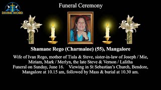 Funeral Ceremony Of Shamane Rego Charmaine 55 Years St Sebastian’s Church Bendore [upl. by Atterehs785]