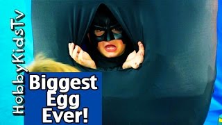 Extra Scenes Worlds Biggest Egg Ever BATMAN SUPERHERO by HobbyKidsTV [upl. by Enilrem31]