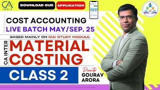 CA Inter Material Cost Class 2  Cost Live Class Batch MaySep 25 cainter cost [upl. by Anais]