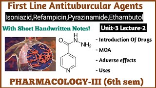 Rifampicin Isoniazid Ethambutol Pyrazinamide  Antitubercular drugs  L2 Unit3 PharmacologyIII [upl. by Neevan]