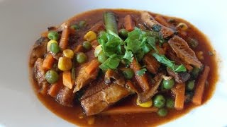 Easy Tin Pilchards fish with Vegetable Curry Recipe [upl. by Ahsiri]