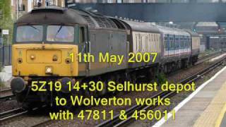 5Z19 1430 Selhurst to Wolverton 47811 amp 456011 110507 [upl. by Anilorak397]