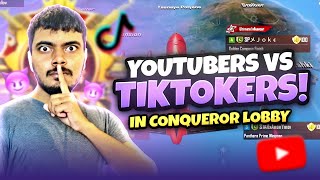 YouTubers VS TikTokers in Conqueror Lobby  PUBG MOBILE [upl. by Yuzik]