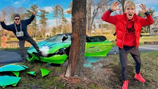 SuperCar Thief CRASHED my Lamborghini Sharerghini into a Tree [upl. by Web813]