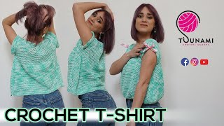 TUTORIAL FACILE MAGLIETTA UNCINETTO  CROCHET TSHIRT  CROCHET TOP [upl. by Eelloh]