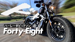 凄まじい空冷エンジンの存在感！試乗ハーレーダビッドソン フォーティエイト【HarleyDavidson  FortyEight 2021 】突然逃太郎のモトブログ [upl. by Kramnhoj]