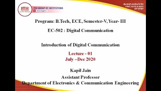 EC502 Introduction Lecture 1 BTech EC 5th Sem 3rd Year [upl. by Llednol]