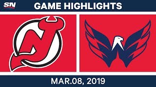 NHL Highlights  Devils vs Capitals – Mar 8 2019 [upl. by Keelby]