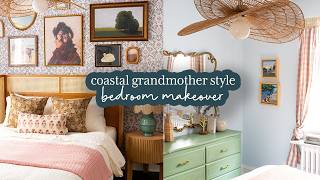 Cozy Coastal Bedroom Makeover  Vintage Thrifted Eclectic Style [upl. by Esinehc]