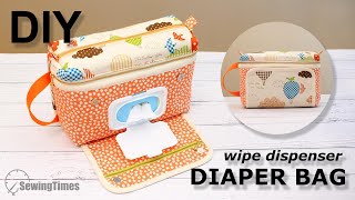 DIY Diaper Bag  How To make a Baby Bag with wipe dispenser sewingtimes [upl. by Laehctim902]