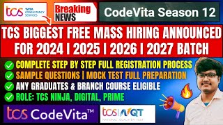 TCS BIGGEST FREE HIRING  2024 2025 2026 2027 BATCH  NINJA DIGITAL PRIME  TCS CODEVITA HIRING [upl. by Florian782]