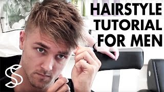 Undercut texture hairstyle  Mens fringe hair tutorial [upl. by Thorwald]