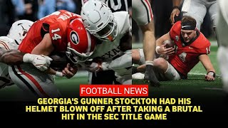 Georgias Gunner Stockton takes huge hit in SEC title game helmet flies off [upl. by Ripleigh]