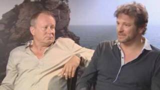 Colin Firth and Stellan Skarsgård Discuss Mamma Mia [upl. by Einaled]