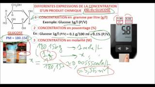 Concentration du glucose calcul Conversion gL en mmolL [upl. by Eixirt650]