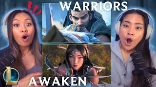 FIRST TIME REACTING to AWAKEN amp WARRIORS League of Legends Cinematics  Reaction amp Review [upl. by Nileve]