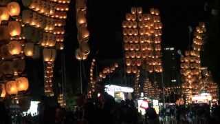 秋田竿燈まつり 20120803 その７ 演技３回目 （長い竿の竿燈） Kanto Festival [upl. by Icyaj]