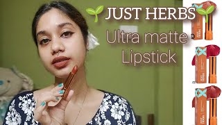 JUST HERBS Ultra Matte Bullet lipstick  First Impression amp Honest Review 🛍🛍 [upl. by Halet375]