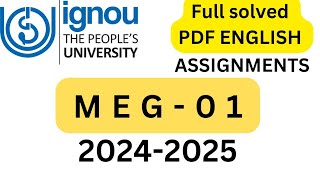 MEG01 BRITISH POETRY SOLVED ASSIGNMENT ENGLISH 202425 IGNOU [upl. by Enelie]