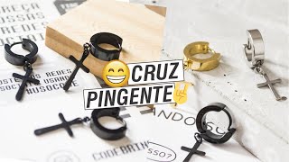 Brinco Masculino Cruz Pingente [upl. by Truda103]