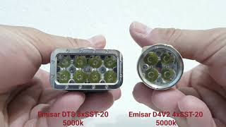 Emisar DT8 8xSST20 5000k  Emisar D4V2 4xSST20 5000k turbo comparison [upl. by Alat30]