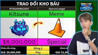 NTN thử thách 24H cầm trái KITSUNE đi trao đổi bất ngờ trade thành công MEME trong Blox Fruits [upl. by Egbert]