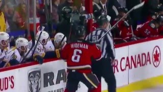 Calgary Flames Hockey Player CrossChecks Referee [upl. by Sweyn445]