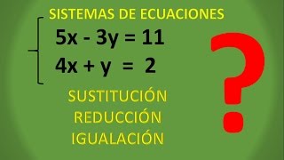 SISTEMAS DE ECUACIONES  LOS 3 MÉTODOS EXPLICADOS [upl. by Rehptsirhc305]