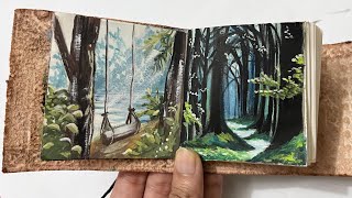 Ghibli style easy forest painting  Full time lapse  gouache on paper [upl. by Hartill780]