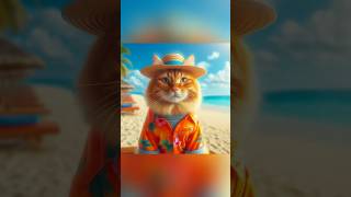 Our cat enjoy summer day’s 😺🏝️🏖️ cat kittey aicat catlover flyingcat catstory [upl. by Syst]