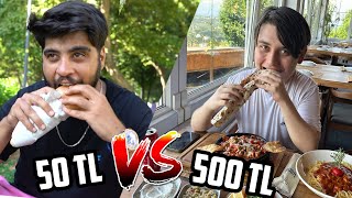 50 TL VS 500 TLlik ÖĞLE YEMEĞİ 🍝🥩🍔 [upl. by Refinaj234]