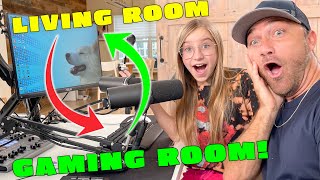 We TRANSFORM Our LIVING ROOM Into The ULTIMATE GAMING SETUP Sopo Squad Gaming Room Makeover [upl. by Kingsbury350]