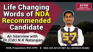 NDA SSB Recommended Candidate Interview  SSB Training  CDR Natarajan  SSB Interview  AFPA [upl. by Ellis]