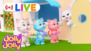 LIVE🔴Three little kittens Wheels on the bus  More  Jolly Jolly amp Animals  Best Kids Songs [upl. by Cottle184]