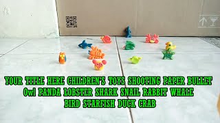 CHILDRENS TOYS SHOOTING PAPER BULLET Owl PANDA LOBSTER SHARK SNAIL RABBIT WHALE BIRD STARFISH DUCK [upl. by Solracesoj]