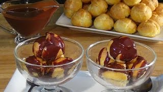 Receta Profiteroles rellenos de crema pastelera con salsa de chocolate  Tutorial Loli Domínguez [upl. by Denison]