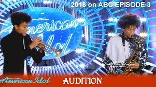 Milo and Julian Sposato 17 yo Twins sing DUPE Run Away Baby Audition American Idol 2018 Episode 3 [upl. by Drahsir]