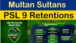 Multan Sultans Players Retentions for PSL 9  PSL 9 Retained Players List  PSL Foreign Players [upl. by Nibaj]