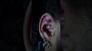 Double Rook Piercing using Base Laboratories Piercing Aftercare Spray to avoid infection [upl. by Lose261]