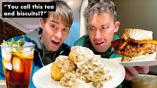 two Brits try Southern Biscuits and Gravy for the first time [upl. by Rezal]