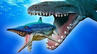 BATALHA ÉPICA DO ICHTHYOSAURUS vs MOSASAURUS  Feed and Grow Fish [upl. by Sasnett]