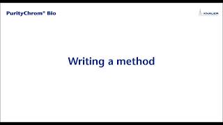 Puritychrom® Bio Software Tutorial Writing a Method [upl. by Dinnie]