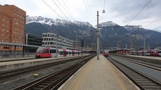 Diverse ÖBB treinenZügetrains op Innsbrück Hbf te Oostenrijk  1 april 2017 [upl. by Oguh]